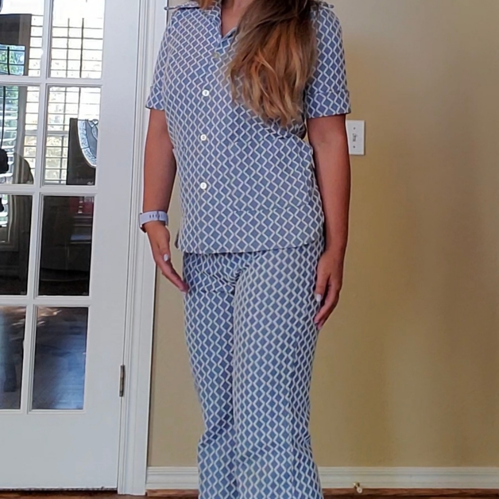Vintage blue/white polyester suit
